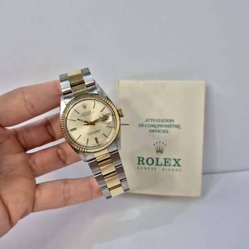  Rolex Datejust 36 36mm Vintage Pie Pan Dial Ouro & Aço Automático Completo 