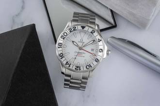 Thumbnail von Omega Seamaster Diver 300 M GMT White Dial Stahl Automatik Herrenuhr Ref. 2538.20.00