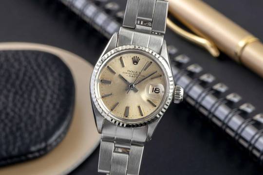 Rolex Oyster Perpetual Lady Date 26 Stahl / Weissgold Automatik Damenuhr Ref. 6517 Vintage