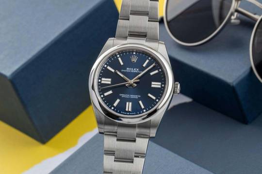 Rolex Oyster Perpetual 41 Blue Dial Stahl Automatik Herren Ref. 124300 B&P 2022