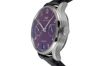 Thumbnail von IWC Portugieser Automatik Stahl Automatik Red Dial Herrenuhr Ref. IW500714 Papiere 2020