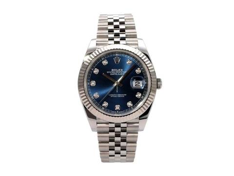 Rolex Datejust 41 Edelstahl Weißgold 126334 Blau Diamant Jubile-Band