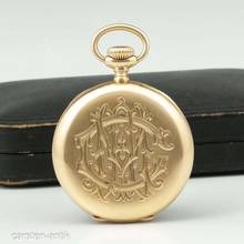 Thumbnail von Patek Philippe 56mm 135g. 18k Altın Chronometro Gondolo orijinal kutu ile cep saati. 1915 Nadir: saat üzerinde çift imza Güzel kasa