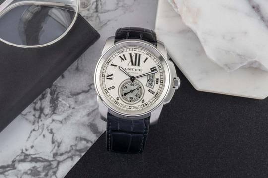  Cartier Calibre de Cartier 42 Edelstahl Automatik Herrenuhr Ref. W7100037 B&P 