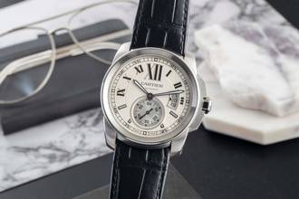 Thumbnail von Cartier Calibre de Cartier 42 paslanmaz çelik otomatik erkek saati Ref. W7100037 B&P