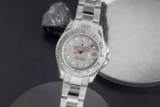  Rolex Yacht-Master 35 Oyster Stahl / Platin Medium Size Ref 168622 D-Serie 