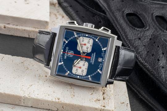 TAG Heuer Monaco Chronograph Blue Dial Stahl Automatik Herrenuhr Ref. CW2113-0