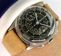 Thumbnail von Omega Classic Serviced Vintage 33,3 Chronograph Schwarz Restored Sector Zifferblatt 38mm