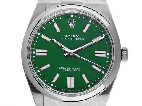 Rolex Oyster Perpetual 41 Ref.124300 2021 Full Set wie Neu Oyster Perpetual Green Dial