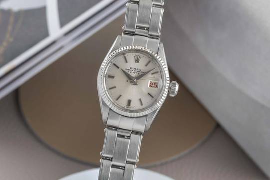  Rolex Oyster Perpetual Lady Date Silver Dial Stahl / Weissgold Automatik Damenuhr Ref. 6517 Vintage 