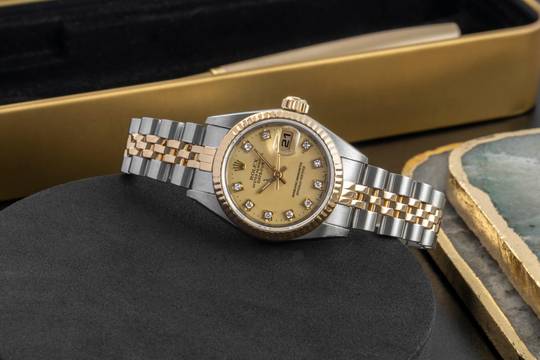 Rolex Lady-Datejust 26 Stahl Gold Diamond Dial Damenuhr Ref. 69173 Papiere 1986