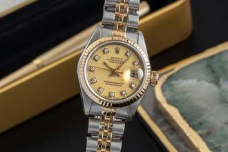 Thumbnail von Rolex Lady-Datejust 26 Stahl Gold Diamond Dial Damenuhr Ref. 69173 Papiere 1986