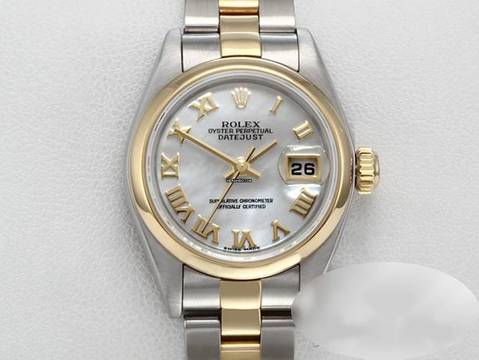 Rolex Lady-Datejust Edelstahl Gelbgold 750 2001/02 Perlmutt Automatik Gold Stahl Stainless Steel 18kt Yellow Gold Oyster-band Chronometer Mother Of Pearl