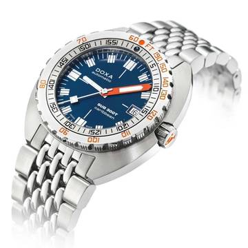 Doxa Sub 300T Caribbean Stahl 42,5 44,5 mm Zifferblatt blau mit Stahlarmband Heliumventil Full Set neu
