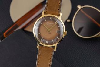 Thumbnail von Glashütte Original Spezimatic Brown Dial vergoldet Automatik Herrenuhr Kaliber 75 Vintage
