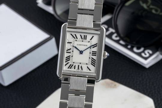 Cartier Tank Solo Edelstahl Herrenuhr Saphirglas Ref. W5200014 3169