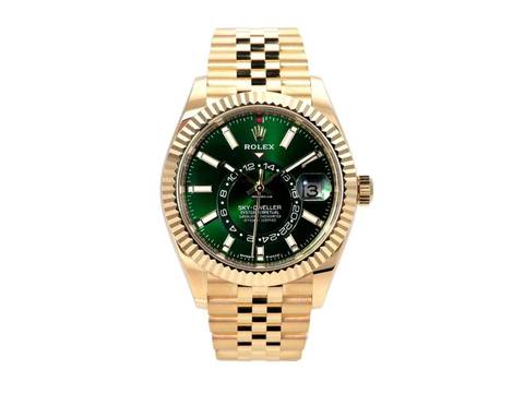 Rolex Sky-Dweller Gelbgold Ref. 336938 Grün Jubile-Band