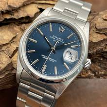 Rolex Oyster Perpetual Date Date 34 Stahl - blaues Tritium-Blatt - Ref. 15200 