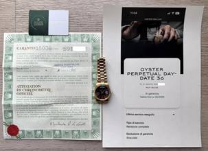 Thumbnail von Rolex Day-Date 36 18038 President Soleil blue dial gold 18KT Full Set TOP Condition