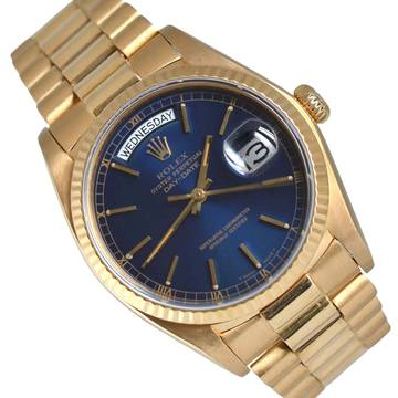 Rolex Day-Date 36 18038 President Soleil blue dial gold 18KT Full Set TOP Condition