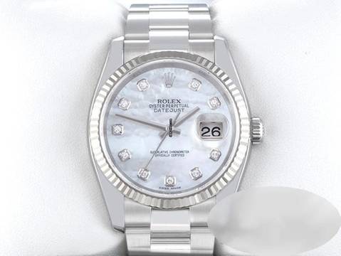 Rolex Datejust 36 116234 Stahl Weissgold 750 Diamanten Perlmutt Automatik