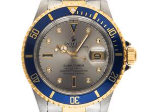 Thumbnail von Rolex Submariner Date Sultan Ref.16613 1991 Full Set LC 100 Original Vintage Unpoliert Submariner Date Sultan Diamanten Saphire