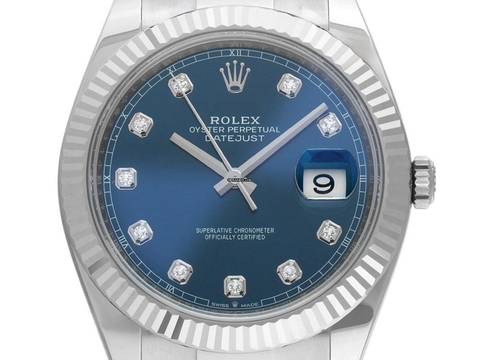  Rolex Datejust 41 Ref.126334 Bj.2021 Full Set wie Neu Datejust Blau Diamanten Stahl 18kt Weißgold 