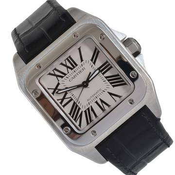 Cartier Santos 100 Medium 33MM W20106X8 silver dial Full Set Like NEW