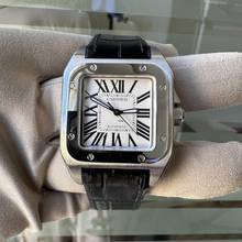 Thumbnail von Cartier Santos 100 Medium 33MM W20106X8 Silbernes Zifferblatt Komplettset Wie NEU