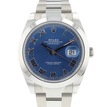 Rolex Datejust 41 Steel Oyster Azzurro Blue Roman Dial NEW 2025