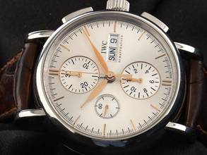 Thumbnail von IWC Portofino Chronograph Day Date Ref.IW378302 2010 Full Set original Vintage unpoliert Portofino Day Date Chronograph Krokoleder Faltschließe