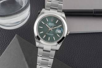 Thumbnail von Rolex Datejust 41 Green Dial Edelstahl Automatik Herrenuhr Ref. 126300 B&P 2024