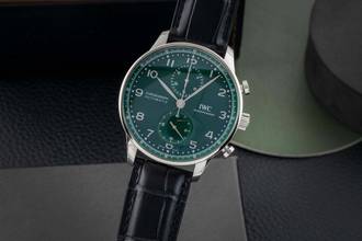 Thumbnail von IWC Portugieser Chronograph Green Dial Stahl Automatik Herrenuhr Ref. IW371615