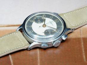 Thumbnail von Lemania RARE 15TL CHRONOGRAPH BEZAUBERNDER RADIALZIFFERBLATT AUS DEN FRÜHEN 40er JAHREN VINTAGE