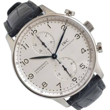 IWC Portugieser Chronograph Portuguese IW3714 chronograph silver dial Full Set 2004