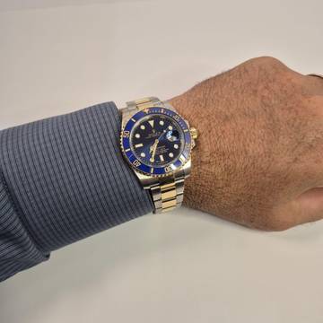  Rolex Submariner Date Ouro & Aço Bluesy Cerâmica 40mm Automático Completo 