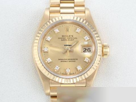 Rolex Lady-Datejust Gelbgold 750 Diamanten Automatik 18kt Yellow Gold Damen President-band Chronometer Oyster