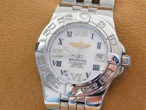 Thumbnail von Breitling Galactic 30 Starliner / Galactic 30 mit Perlmuttzifferblatt im Top Zustand Mid Size langes Band im Best Zustand 30 mm ohne Krone