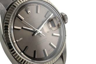 Thumbnail von Rolex Datejust 36 Grey Dial Stahl / Weissgold Automatik Herrenuhr 1601 Vintage