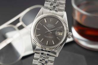  Rolex Datejust 36 Grey Dial Stahl / Weissgold Automatik Herrenuhr 1601 Vintage 