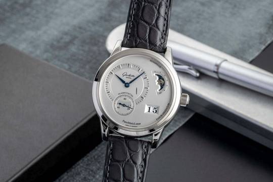 Glashütte Original PanoMaticLunar Stahl Automatik Herrenuhr Ref. 1-90-02-02-02-04 Box