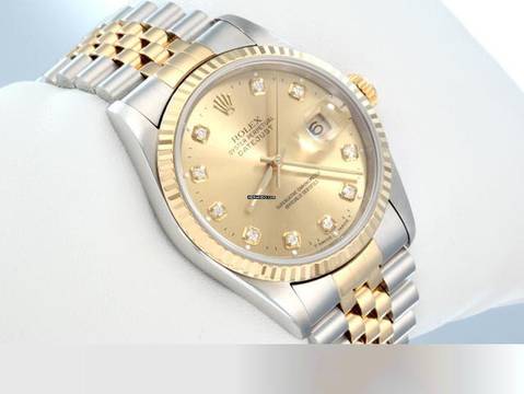 Rolex Datejust 36 36mm 16233 1996 Diamanten Stahl Gelbgold 750 Automatik Gold