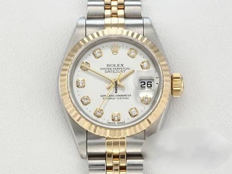 Rolex Lady-Datejust Edelstahl Gelbgold 750 Diamanten Automatik Gold