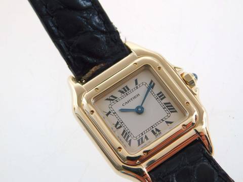 Cartier Panthère 18k Panthere 18 Karat Gelbgold Lady mit original Krokoband und Schließe Lady Size 18 Karat Gelbgold
