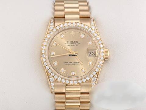 Rolex Datejust 31 31mm 68158 2001 Gelbgold 750 Diamanten Automatik Gold