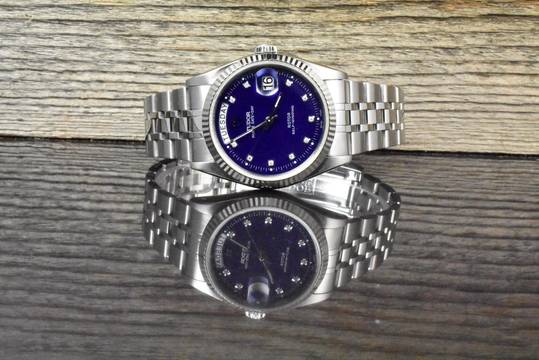 Tudor Prince Date 76214 RARE Blue Diamond Dial Automatic Full Set 2016