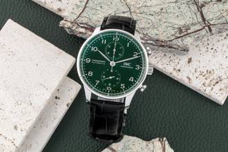 Thumbnail von IWC Portugieser Chronograph Green Dial Stahl Automatik Herrenuhr Ref. IW371615