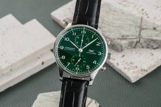 Thumbnail von IWC Portugieser Chronograph Green Dial Stahl Automatik Herrenuhr Ref. IW371615