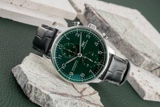Thumbnail von IWC Portugieser Chronograph Green Dial Stahl Automatik Herrenuhr Ref. IW371615