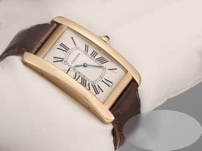 Thumbnail von Cartier Tank Américaine Großes Modell Gelbgold 750 1735 Handaufzug Leder Gold